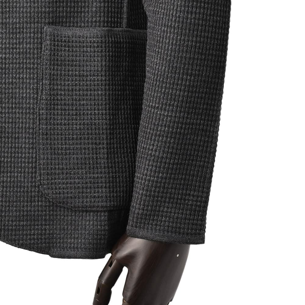 ラルディーニLARDINIニットジャケットメンズ2つ釦シングルフロントALJM56ウール100%チャコールグレーカーディガンブート二エール付国内正規品でらでら公式ブランド