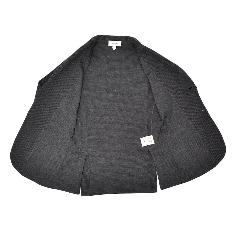 ラルディーニLARDINIニットジャケットメンズ2つ釦シングルフロントALJM56ウール100%チャコールグレーカーディガンブート二エール付国内正規品でらでら公式ブランド