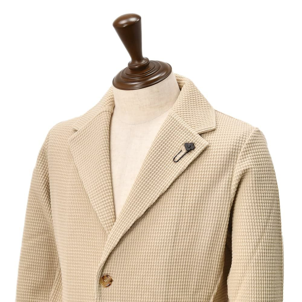 ラルディーニLARDINIニットジャケットメンズ2つ釦シングルフロントALJM56ウール100%ベージュカーディガンブート二エール付国内正規品でらでら公式ブランド