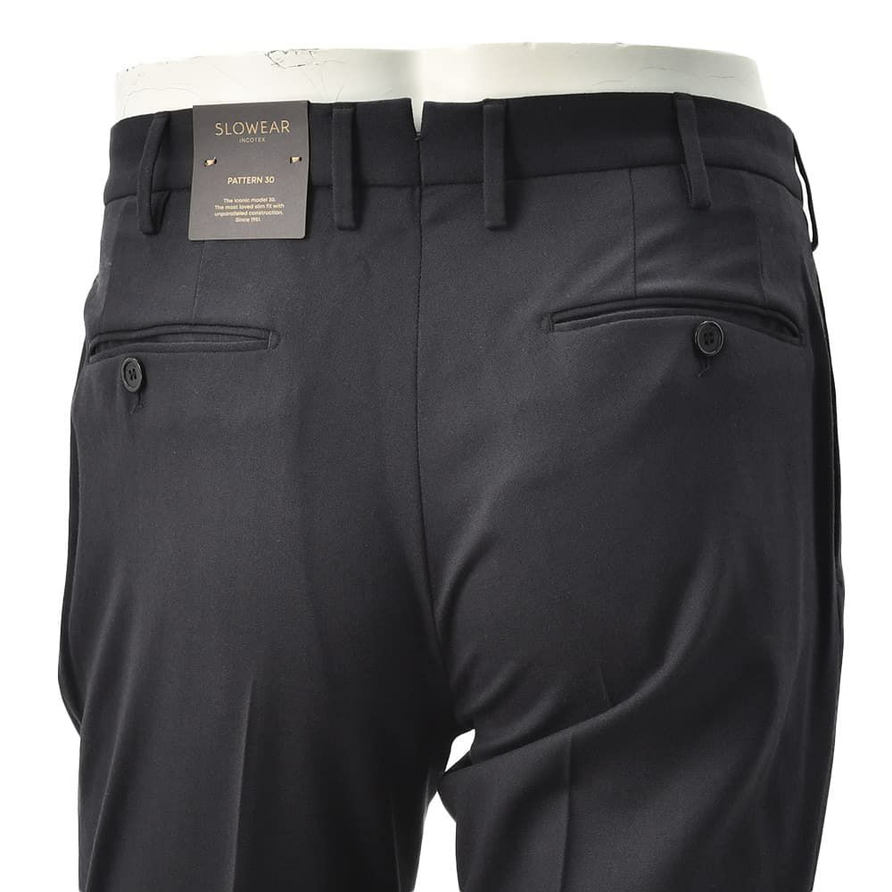 インコテックスINCOTEXスラックスメンズウールパンツ35型ウールポリエステルテクノウールサキソニーダークネイビースリムフィット国内正規品でらでら公式ブランド