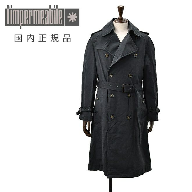 【ポイント8倍11/119:59まで】リンペルメアビレl'impermeabileトレンチコートメンズロング丈アウターVOSCOFピーチコットンPEACHCOTダークネイビー濃紺ラグランスリーブ撥水加工レギュラーフィット国内正規品でらでら公式ブランド