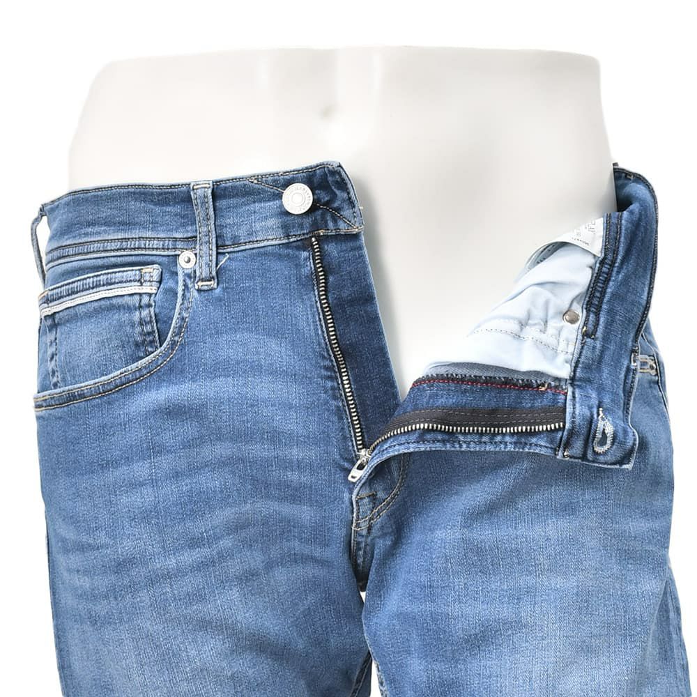 リプレイREPLAYデニムジーンズメンズGROVERグローバーモデルHyperflexシリーズコットンストレッチブルーウォッシュレギュラーテーパードシルエットミドルオンス国内正規品でらでら公式ブランド