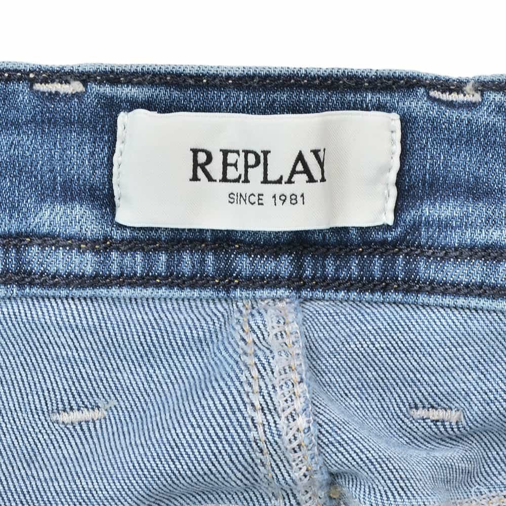 リプレイREPLAYデニムジーンズメンズGROVERグローバーモデルHyperflexシリーズコットンストレッチブルーウォッシュレギュラーテーパードシルエットミドルオンス国内正規品でらでら公式ブランド