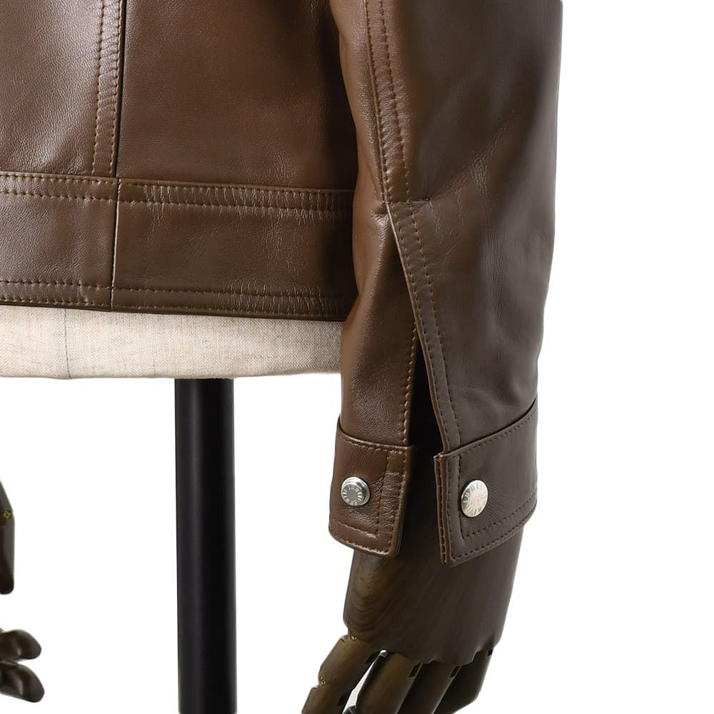 エンメティEMMETIシングルライダースジャケットメンズレザーブルゾンJURIユリスペシャルラムナッパレザーブラウン茶ショート丈数量限定国内正規品でらでら公式ブランド