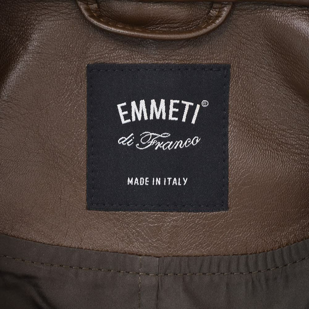 エンメティEMMETIシングルライダースジャケットメンズレザーブルゾンJURIユリスペシャルラムナッパレザーブラウン茶ショート丈数量限定国内正規品でらでら公式ブランド