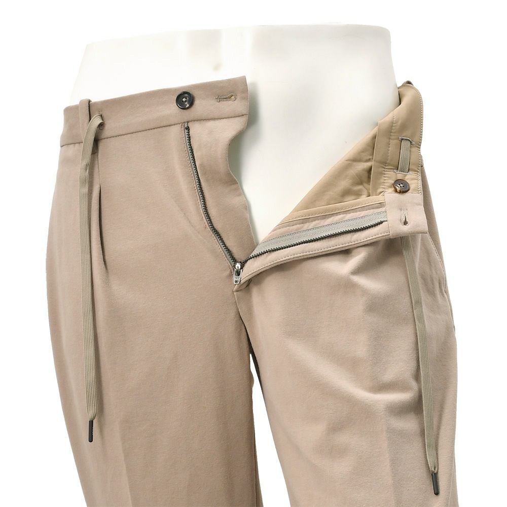 チルコロCIRCOLO1901イージースラックスメンズコットンジャージカシミヤタッチブラウンベージュ裏起毛秋冬新作セットアップ対応ワンプリーツ国内正規品でらでら公式ブランド