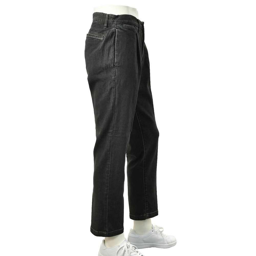 レッドカードトーキョーREDCARDTOKYOデニムスラックスメンズストレッチジーンズSlackスラック3者混生地ブラックユーズド1プリーツセンタークリーススリムテーパードでらでら公式ブランド