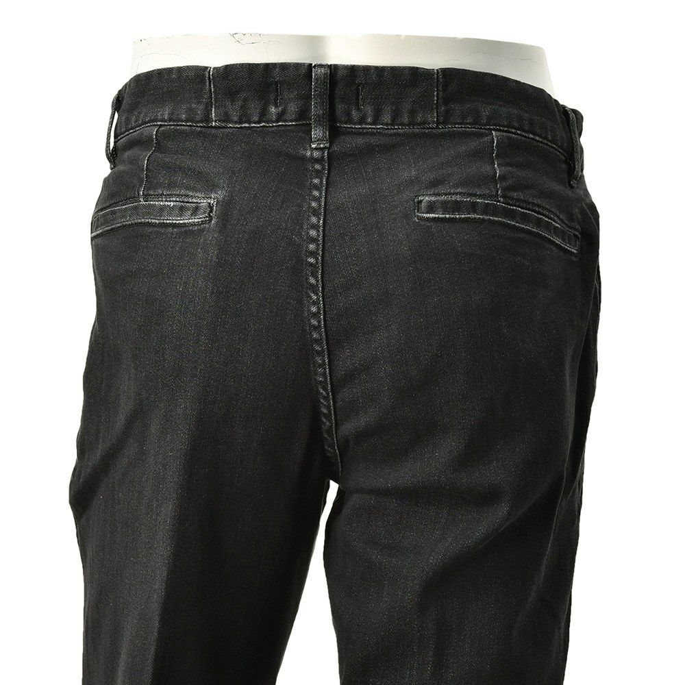 レッドカードトーキョーREDCARDTOKYOデニムスラックスメンズストレッチジーンズSlackスラック3者混生地ブラックユーズド1プリーツセンタークリーススリムテーパードでらでら公式ブランド