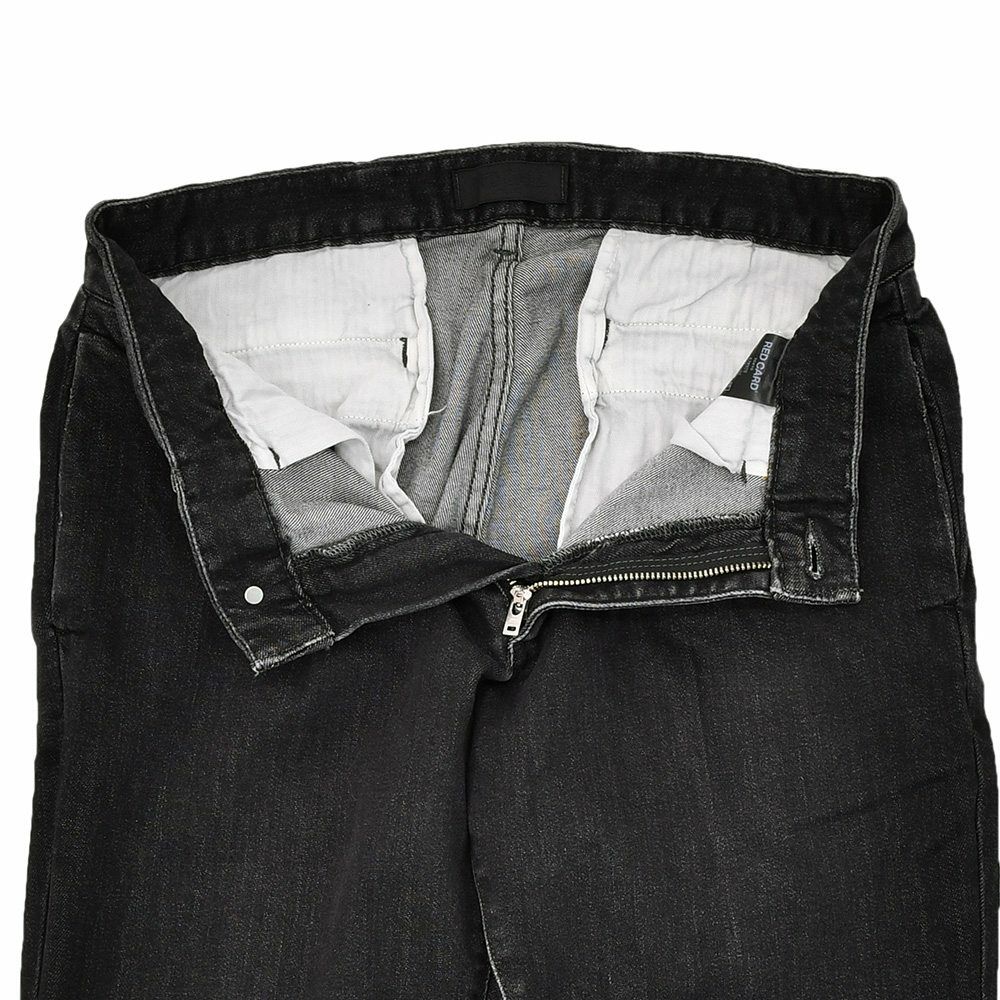 レッドカードトーキョーREDCARDTOKYOデニムスラックスメンズストレッチジーンズSlackスラック3者混生地ブラックユーズド1プリーツセンタークリーススリムテーパードでらでら公式ブランド