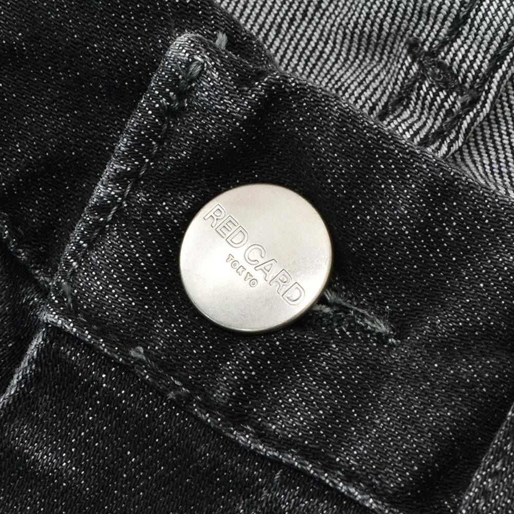 レッドカードトーキョーREDCARDTOKYOデニムスラックスメンズストレッチジーンズSlackスラック3者混生地ブラックユーズド1プリーツセンタークリーススリムテーパードでらでら公式ブランド