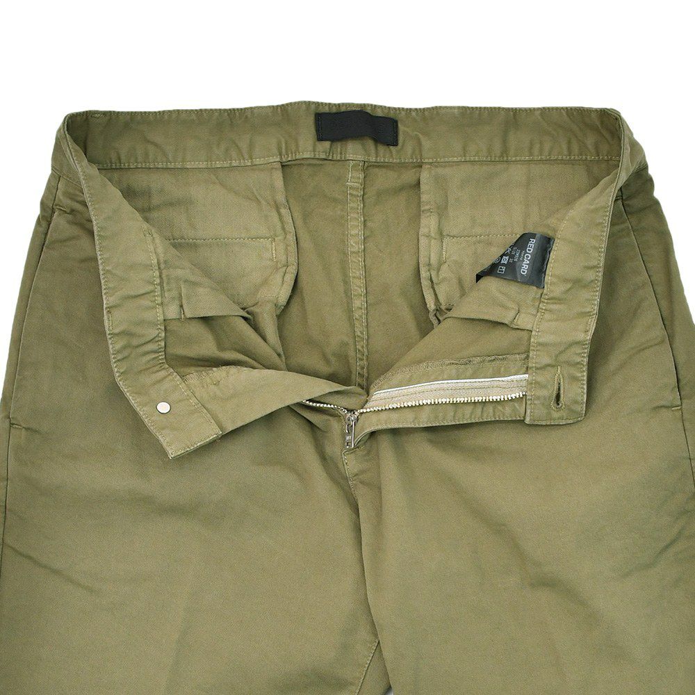 レッドカードトーキョーREDCARDTOKYOチノパンツメンズSlackスラックコットンストレッチ1プリーツセンタークリースオリーブスリムテーパードでらでら公式ブランド