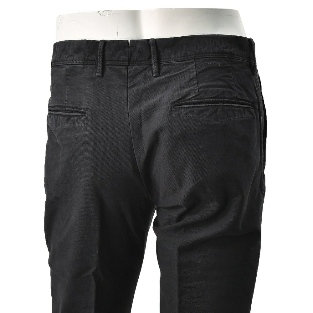 インコテックスINCOTEXSLACKSコットンパンツメンズチノスラックス100番ストレッチツイルブラック黒ノープリーツ製品染めスリムフィット刺繍ブランドロゴ国内正規品でらでら公式ブランド