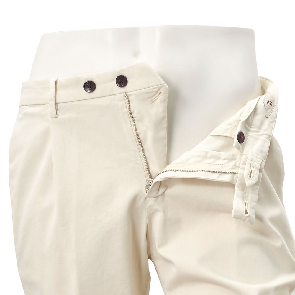 ブリリアBRIGLIA1949モールスキンパンツメンズコットンスラックスBG07モデルアイボリー白1プリーツテーパードシルエットガーメントダイ3点留めフロント国内正規品でらでら公式ブランド