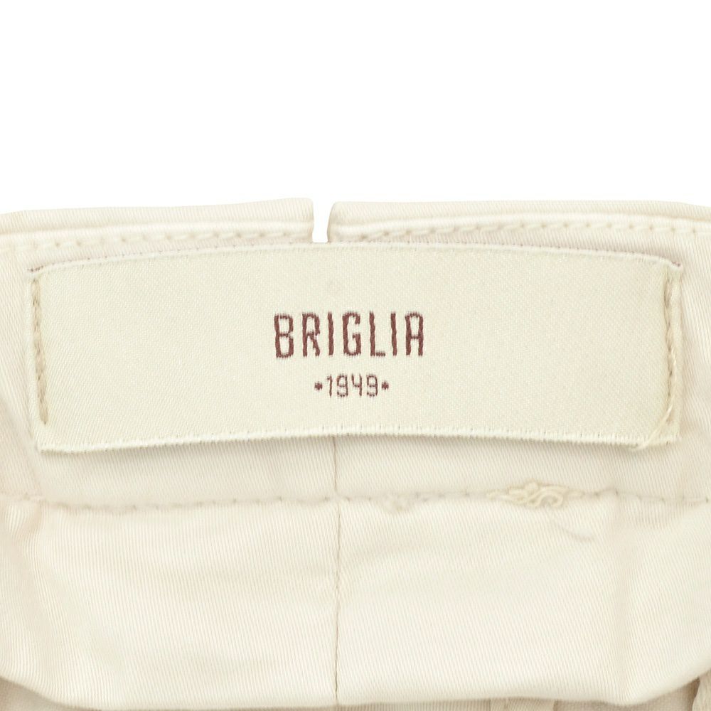 ブリリアBRIGLIA1949モールスキンパンツメンズコットンスラックスBG07モデルアイボリー白1プリーツテーパードシルエットガーメントダイ3点留めフロント国内正規品でらでら公式ブランド