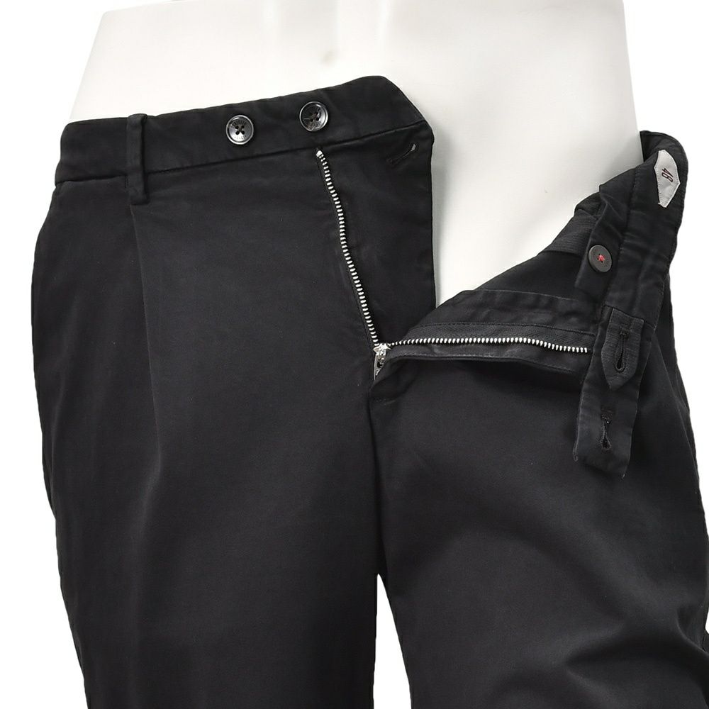 ブリリアBRIGLIA1949モールスキンパンツメンズコットンスラックスBG07モデルブラック黒1プリーツテーパードシルエットガーメントダイ3点留めフロント国内正規品でらでら公式ブランド