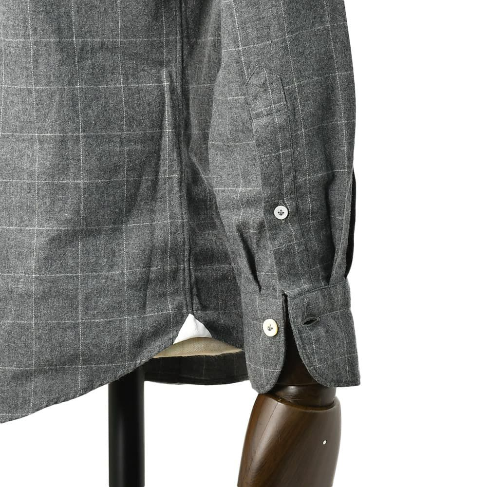 ジャンネットGIANNETTO長袖シャツメンズフランネルコットン100%グレー×ホワイト格子柄ヴィンチフィットVINCIFITホリゾンタルカラー国内正規品でらでら公式ブランド