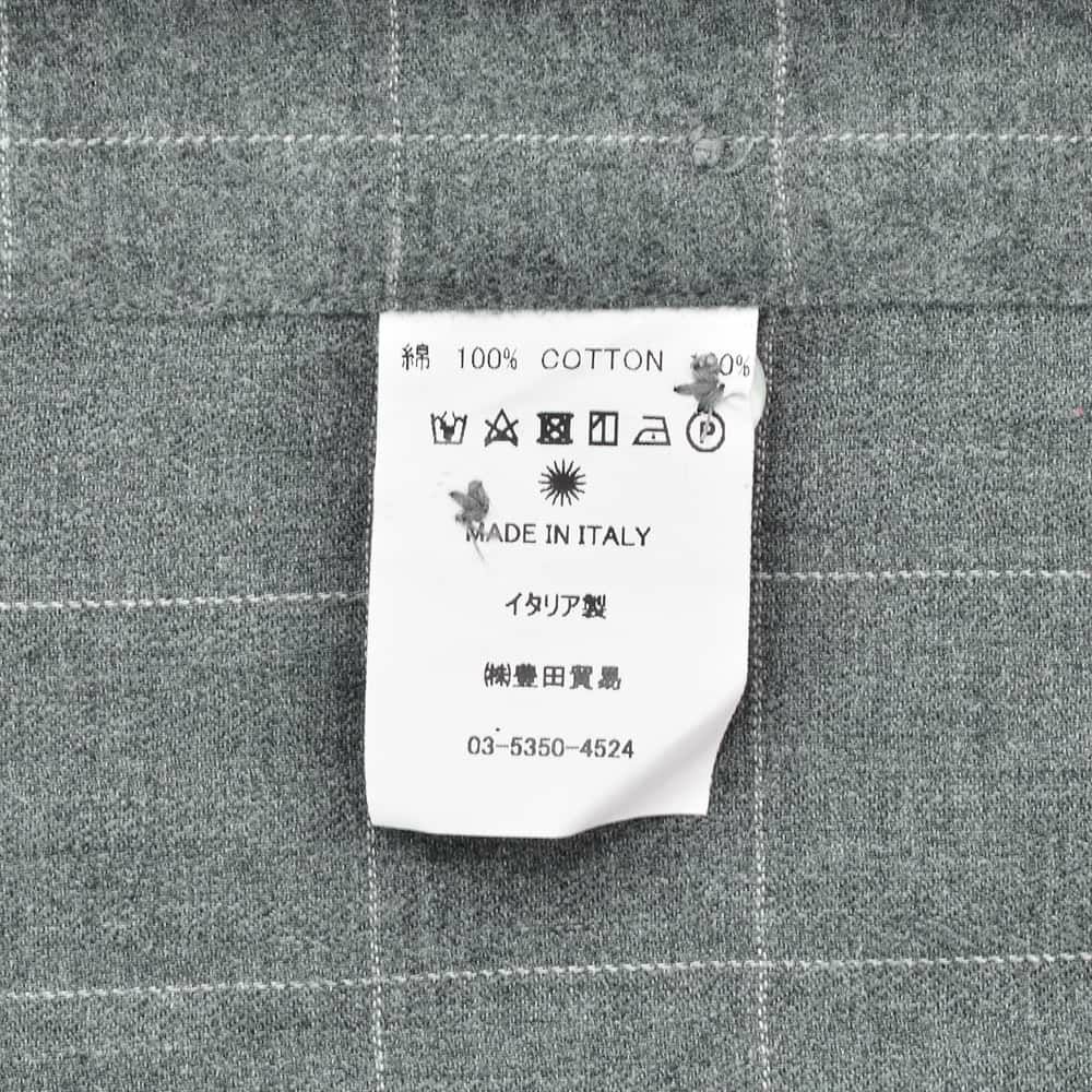 ジャンネットGIANNETTO長袖シャツメンズフランネルコットン100%グレー×ホワイト格子柄ヴィンチフィットVINCIFITホリゾンタルカラー国内正規品でらでら公式ブランド