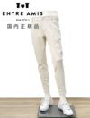 アントレアミENTREAMISコットンパンツメンズチノスラックス8188モデルストレッチコットンツイルオフホワイト白スリムテーパードアイコンパッチ国内正規品でらでら公式ブランド