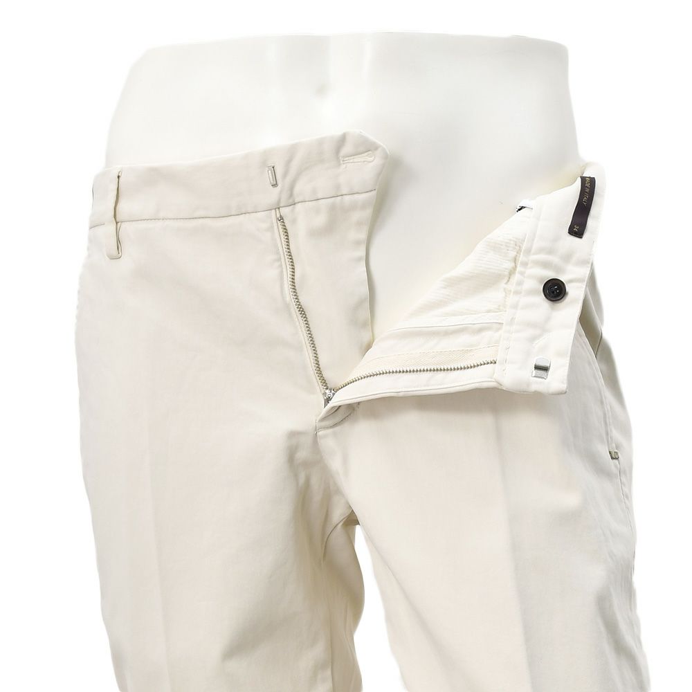 アントレアミENTREAMISコットンパンツメンズチノスラックス8188モデルストレッチコットンツイルオフホワイト白スリムテーパードアイコンパッチ国内正規品でらでら公式ブランド