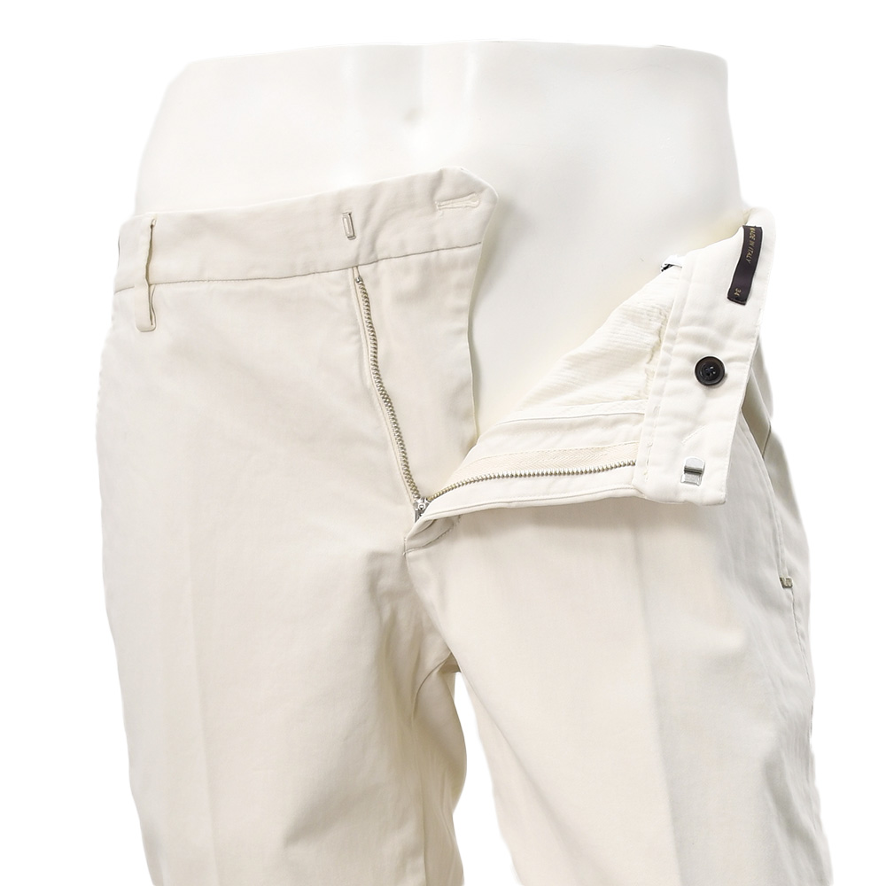 アントレアミENTREAMISコットンパンツメンズチノスラックス8188モデルストレッチコットンツイルオフホワイト白スリムテーパードアイコンパッチ国内正規品でらでら公式ブランド