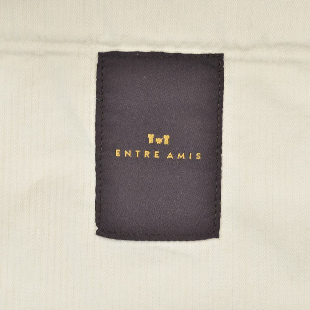 アントレアミENTREAMISコットンパンツメンズチノスラックス8188モデルストレッチコットンツイルオフホワイト白スリムテーパードアイコンパッチ国内正規品でらでら公式ブランド