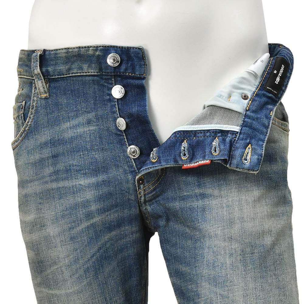 ディースクエアードDSQUARED2スリムテーパードデニムメンズコットンストレッチジーンズSKATERJEANスケータージーンヴィンテージブルー国内正規品でらでら公式ブランド