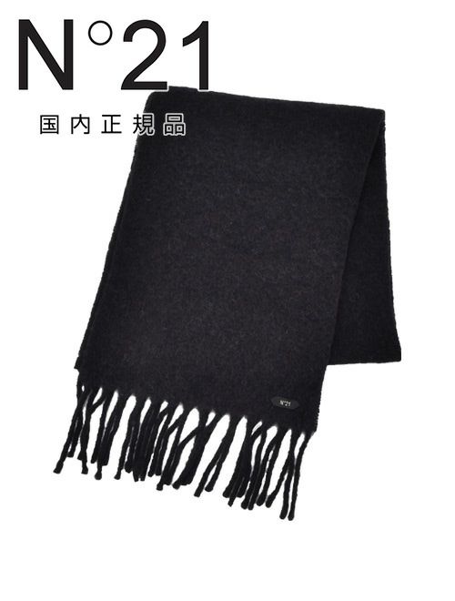 年末セール☆N°21☆ヌメロヴェントゥーノ　マフラー　ロゴ　白☆美品 N°21 ヌメロヴェントゥーノ マフラー 3000 9008 レディース