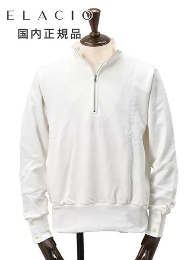 エラシオ ELACIO モックネックカットソー メンズ 長袖Tシャツ コットン