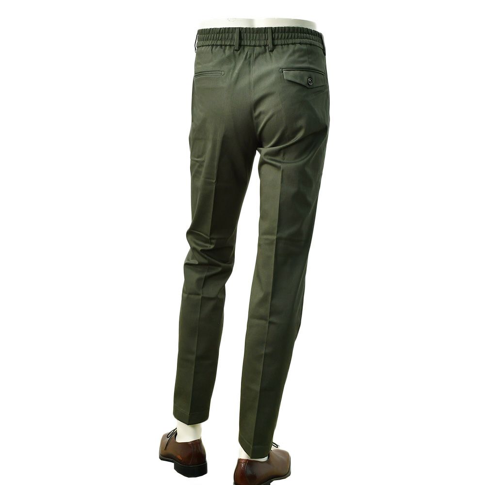 ベルウィッチBERWICHチノスラックスメンズベルトBERTOコットンパンツオリーブグリーン1プリーツシャーリング仕様サイドアジャスター釦国内正規品でらでら公式ブランド