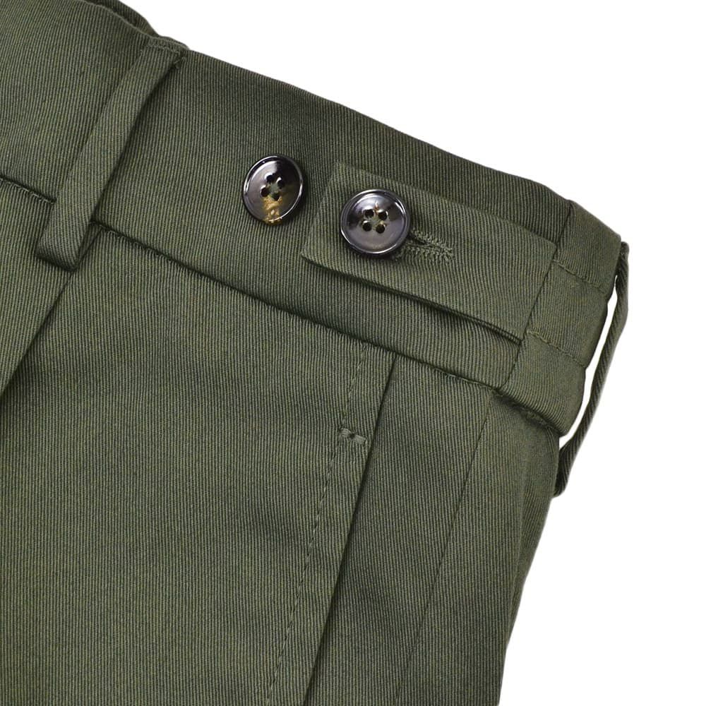 ベルウィッチBERWICHチノスラックスメンズベルトBERTOコットンパンツオリーブグリーン1プリーツシャーリング仕様サイドアジャスター釦国内正規品でらでら公式ブランド