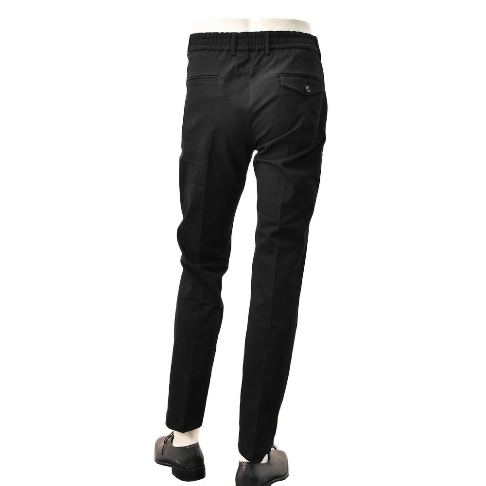 ベルウィッチBERWICHチノスラックスメンズベルトBERTOストレッチコットンパンツブラック黒1プリーツシャーリング仕様サイドアジャスター釦国内正規品でらでら公式ブランド