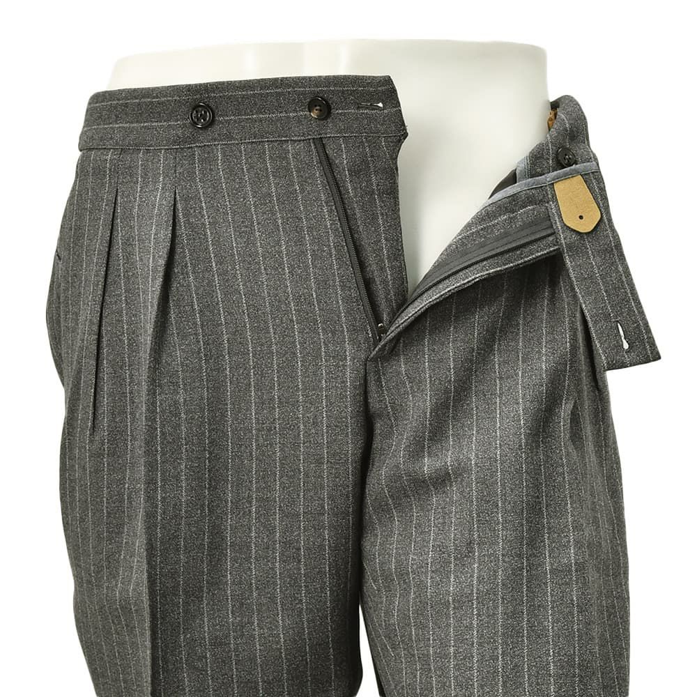 ベルウィッチBERWICHスラックスメンズSCOTCHスコッチ2インプリーツパンツハイツイストライトウールグレー×ホワイトアジャスター調節ワイドテーパードクロップド丈国内正規品でらでら公式ブランド