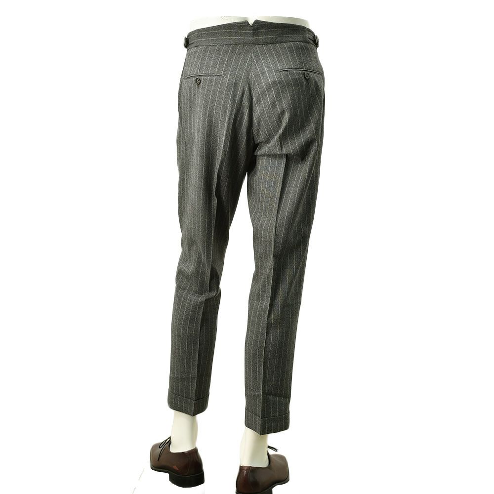 ベルウィッチBERWICHスラックスメンズSCOTCHスコッチ2インプリーツパンツハイツイストライトウールグレー×ホワイトアジャスター調節ワイドテーパードクロップド丈国内正規品でらでら公式ブランド