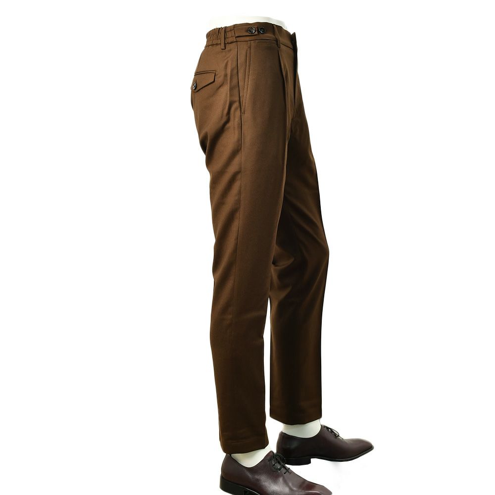 ベルウィッチBERWICHウールスラックスメンズBERTOベルト1プリーツパンツライトフランネル生地レッドブラウンシャーリング仕様サイドアジャスター釦国内正規品でらでら公式ブランド