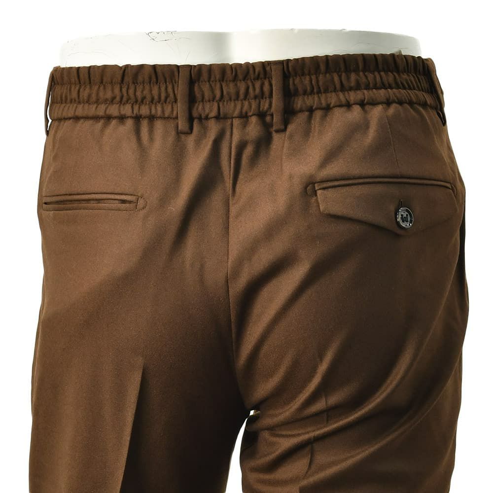 ベルウィッチBERWICHウールスラックスメンズBERTOベルト1プリーツパンツライトフランネル生地レッドブラウンシャーリング仕様サイドアジャスター釦国内正規品でらでら公式ブランド