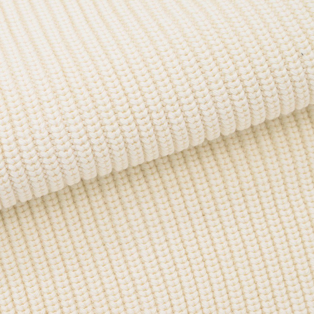 カネルKANELL長袖ニットメンズローゲージセーターリブ編みカンカルCANCALEクルーネックミルクオフホワイト無地オーガニックコットン国内正規品でらでら公式ブランド