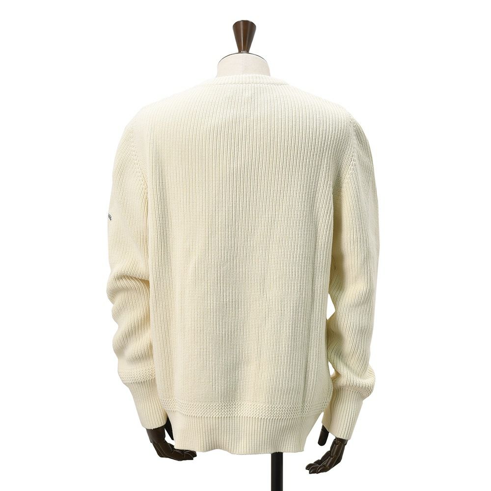 カネルKANELL長袖ニットメンズローゲージセーターリブ編みカンカルCANCALEクルーネックミルクオフホワイト無地オーガニックコットン国内正規品でらでら公式ブランド