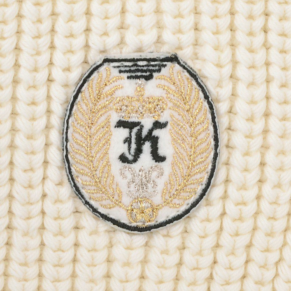 カネルKANELL長袖ニットメンズローゲージセーターリブ編みカンカルCANCALEクルーネックミルクオフホワイト無地オーガニックコットン国内正規品でらでら公式ブランド