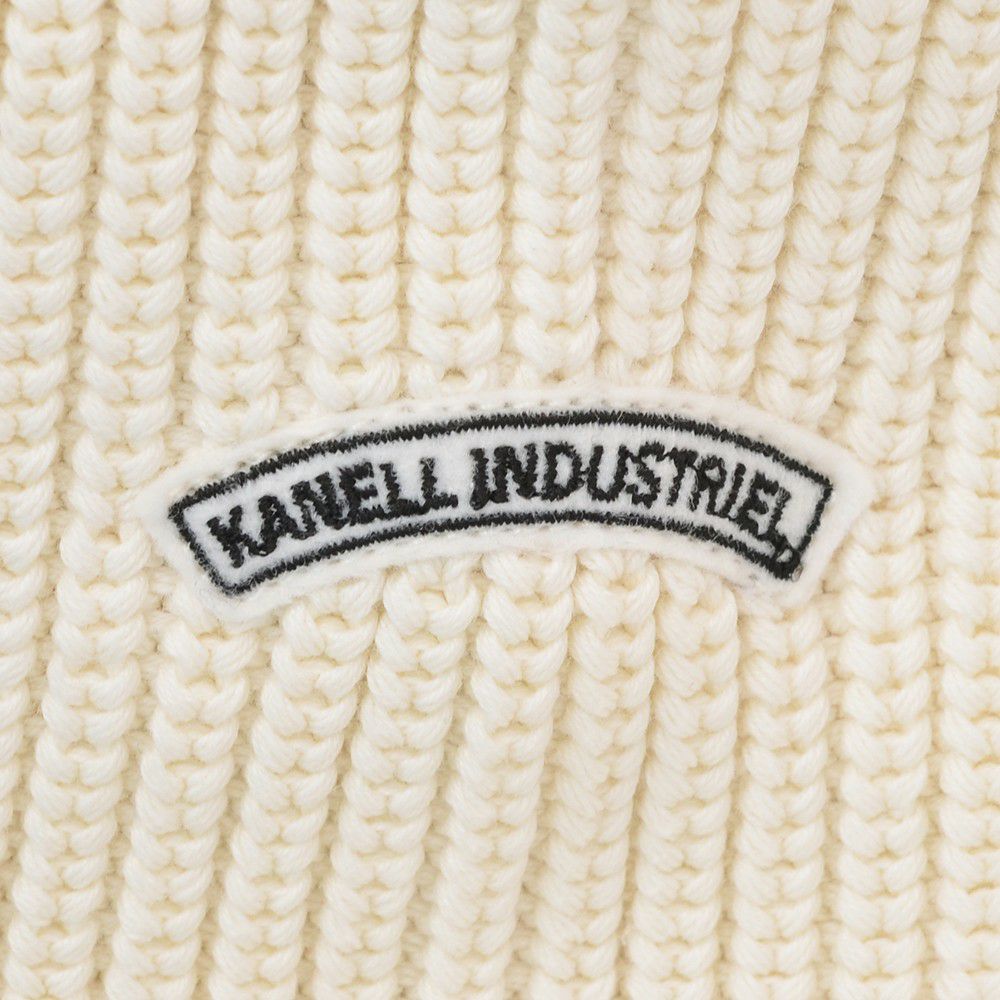 カネルKANELL長袖ニットメンズローゲージセーターリブ編みカンカルCANCALEクルーネックミルクオフホワイト無地オーガニックコットン国内正規品でらでら公式ブランド