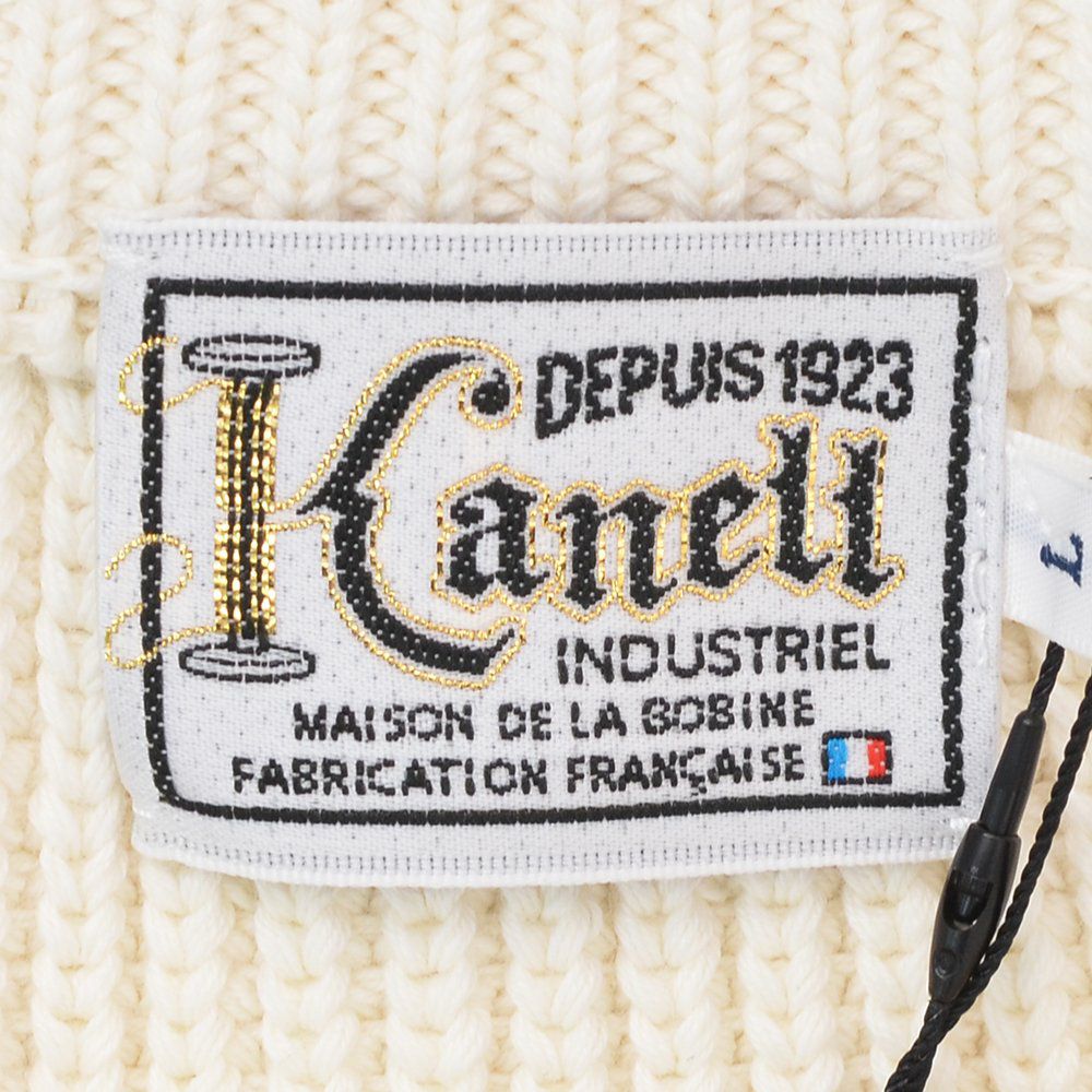 カネルKANELL長袖ニットメンズローゲージセーターリブ編みカンカルCANCALEクルーネックミルクオフホワイト無地オーガニックコットン国内正規品でらでら公式ブランド
