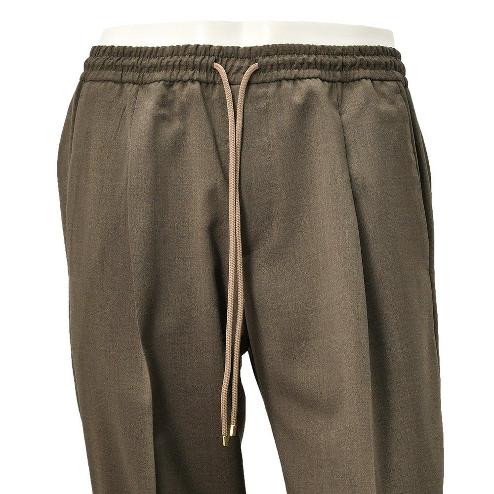 ブリリアBRIGLIA1949イージースラックスメンズウールパンツウィンブルドンWIMBLEDONSMarzotto社製ウール生地ブラウン茶テーパードシルエットゴムウエスト&ドローコード国内正規品でらでら公式ブランド