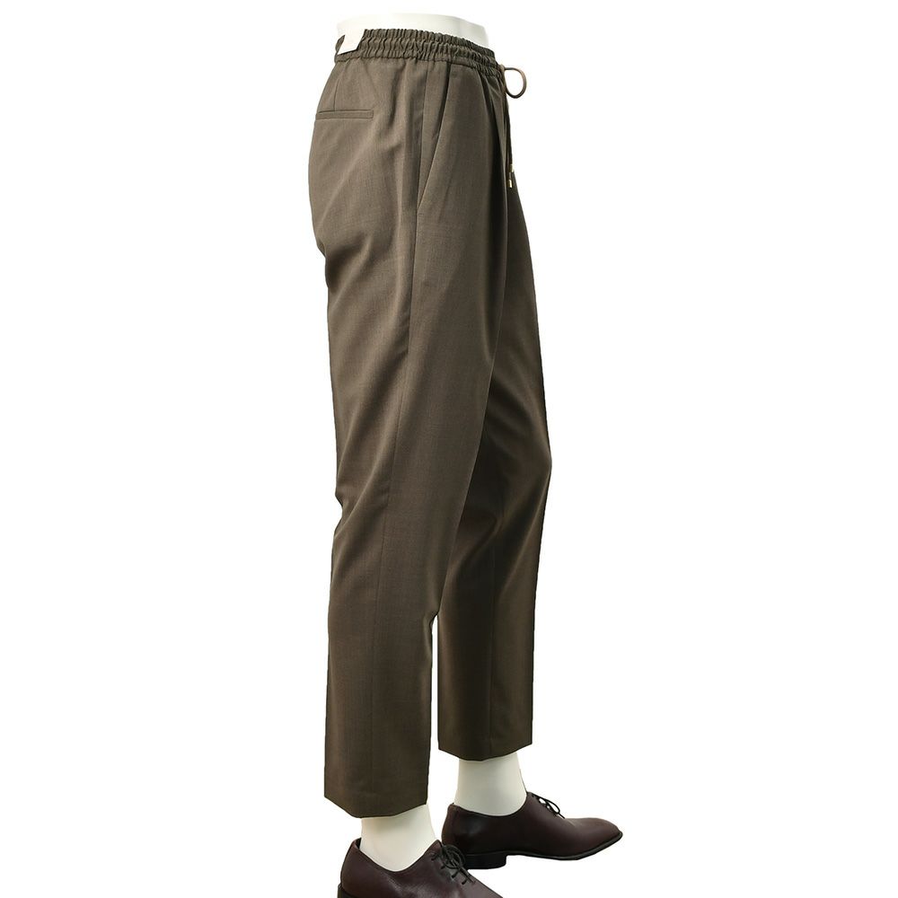 ブリリアBRIGLIA1949イージースラックスメンズウールパンツウィンブルドンWIMBLEDONSMarzotto社製ウール生地ブラウン茶テーパードシルエットゴムウエスト&ドローコード国内正規品でらでら公式ブランド