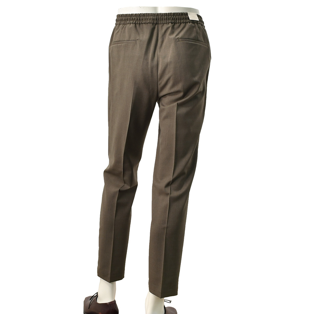 ブリリアBRIGLIA1949イージースラックスメンズウールパンツウィンブルドンWIMBLEDONSMarzotto社製ウール生地ブラウン茶テーパードシルエットゴムウエスト&ドローコード国内正規品でらでら公式ブランド