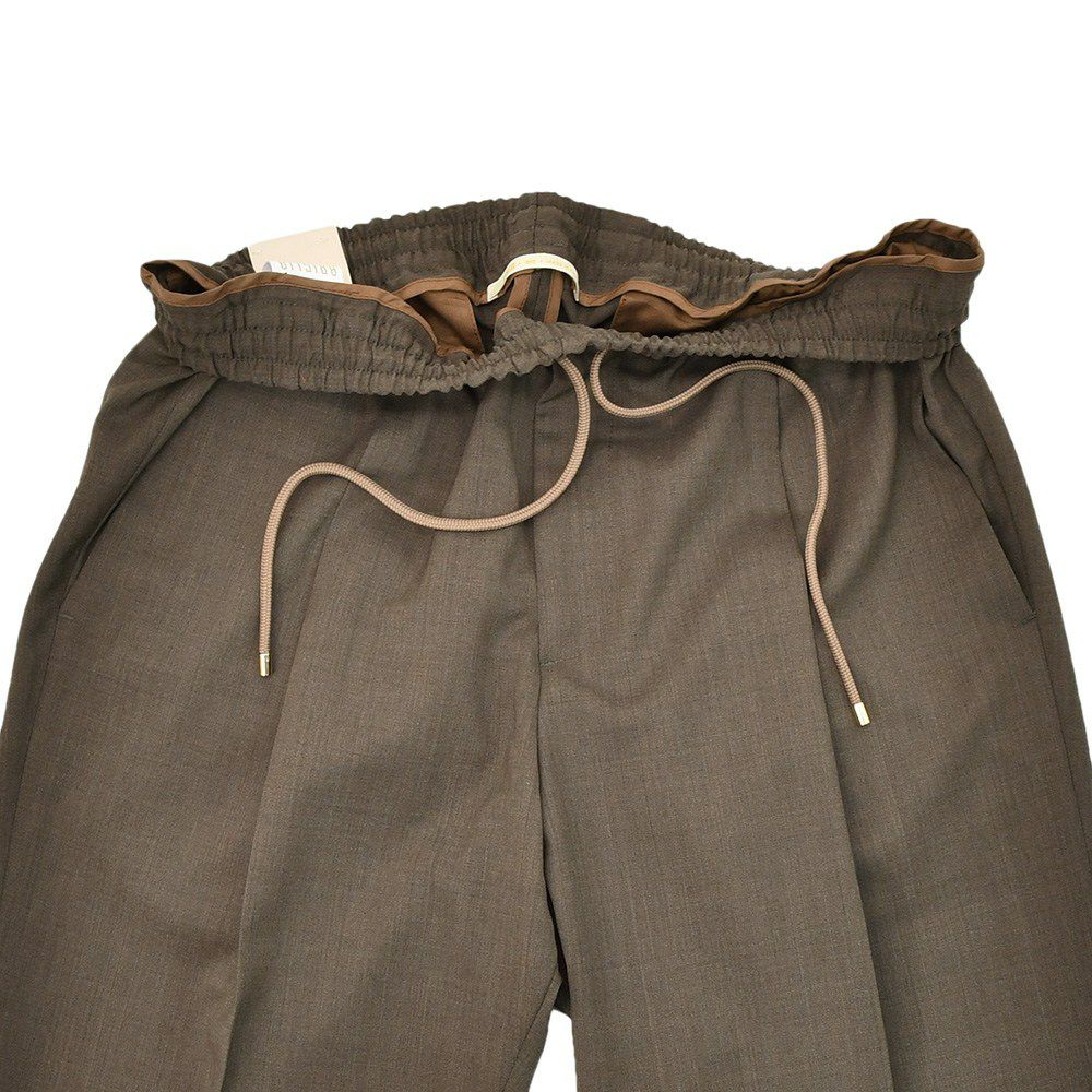 ブリリアBRIGLIA1949イージースラックスメンズウールパンツウィンブルドンWIMBLEDONSMarzotto社製ウール生地ブラウン茶テーパードシルエットゴムウエスト&ドローコード国内正規品でらでら公式ブランド