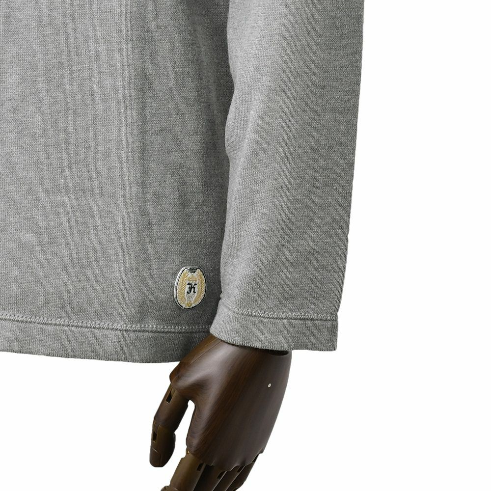 カネルKANELLバスクシャツメンズ長袖ニットソーボナパルトBONAPARTEクルーネック仕様メランジグレー無地オーガニックコットンヴィンテージリブ国内正規品でらでら公式ブランド