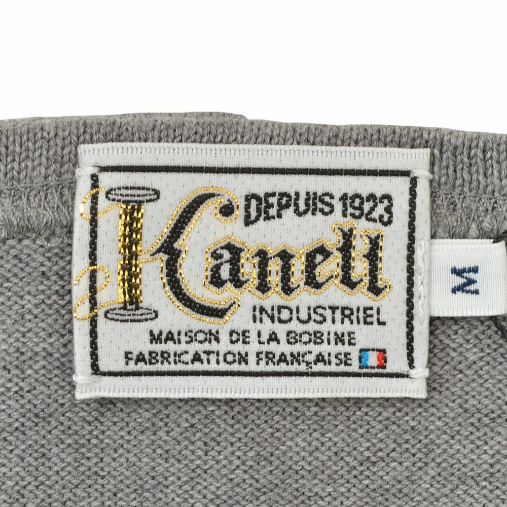 カネルKANELLバスクシャツメンズ長袖ニットソーボナパルトBONAPARTEクルーネック仕様メランジグレー無地オーガニックコットンヴィンテージリブ国内正規品でらでら公式ブランド