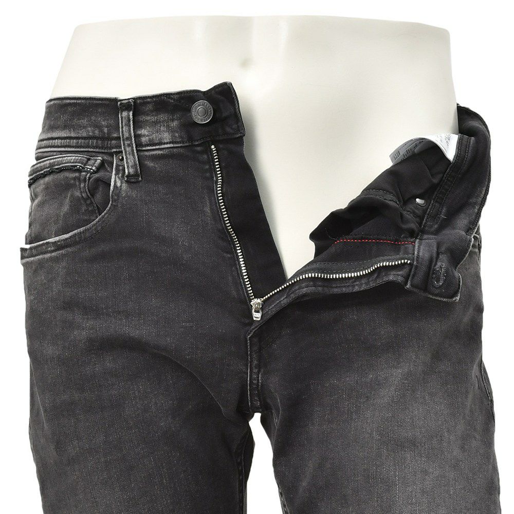 リプレイREPLAYストレッチデニムメンズストレートジーンズGROVERグローバーモデルHyperflexシリーズブラックウォッシュ11.5オンスコインポケットセルビッチテープ仕様国内正規品でらでら公式ブランド