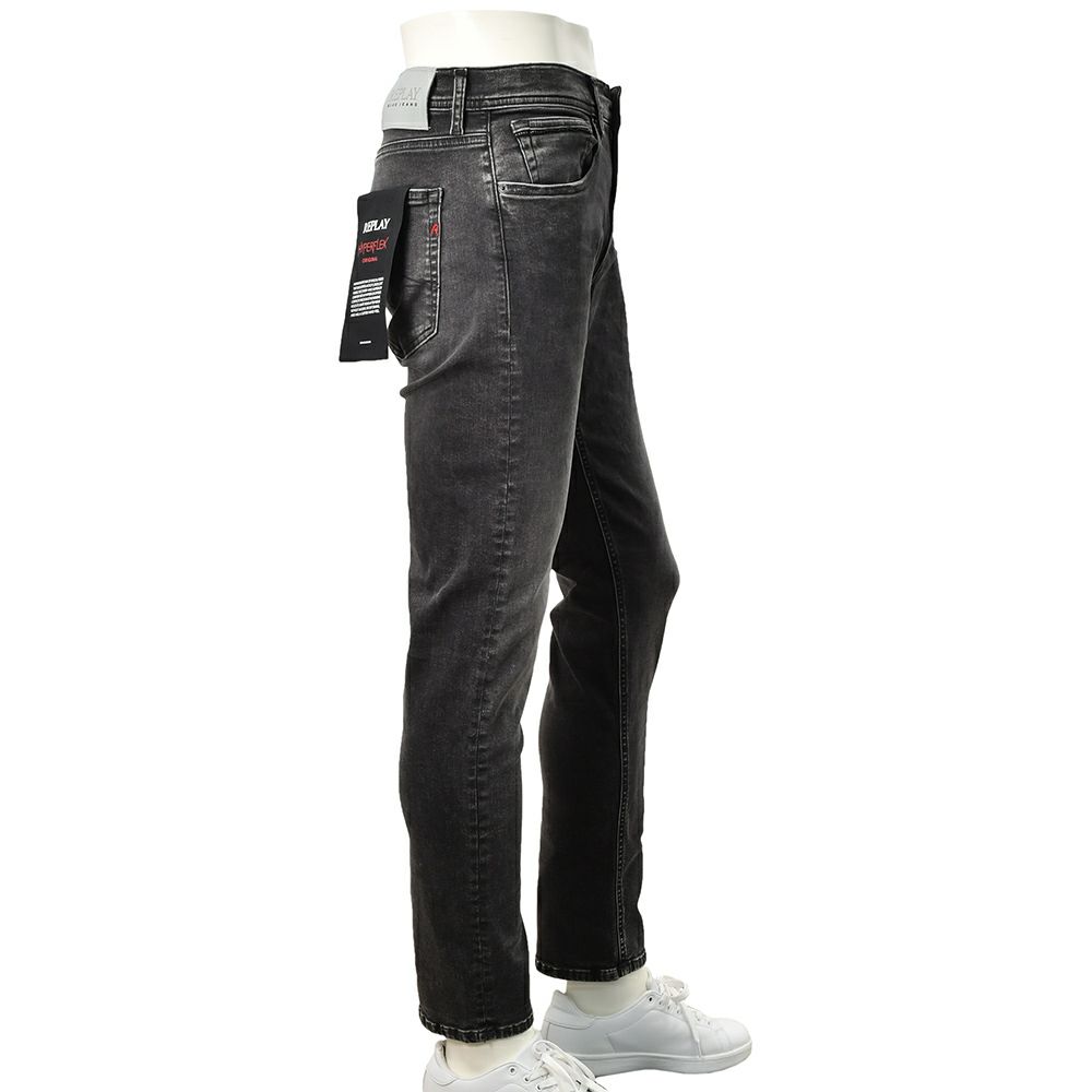 リプレイREPLAYストレッチデニムメンズストレートジーンズGROVERグローバーモデルHyperflexシリーズブラックウォッシュ11.5オンスコインポケットセルビッチテープ仕様国内正規品でらでら公式ブランド