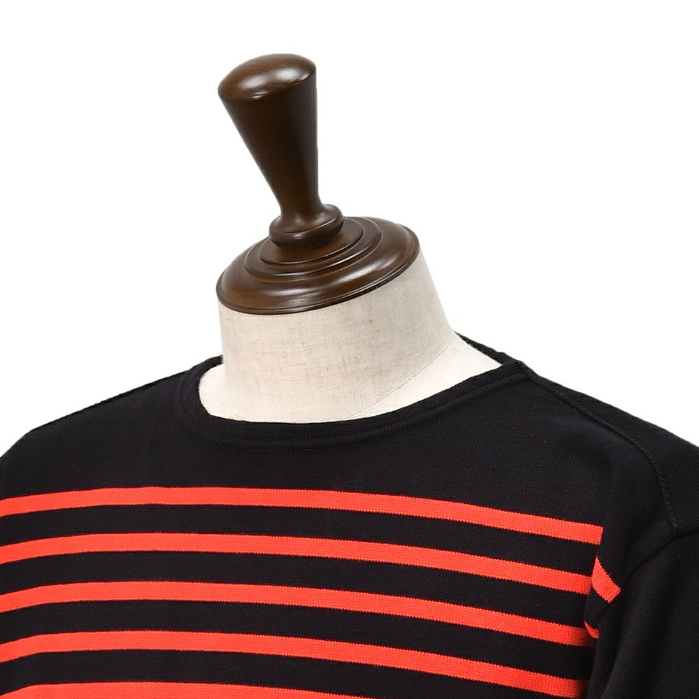 カネルKANELLバスクシャツメンズ長袖ニットソーボナパルトBONAPARTEクルーネック仕様ブラック×レッドボーダー柄オーガニックコットンヴィンテージリブ国内正規品でらでら公式ブランド