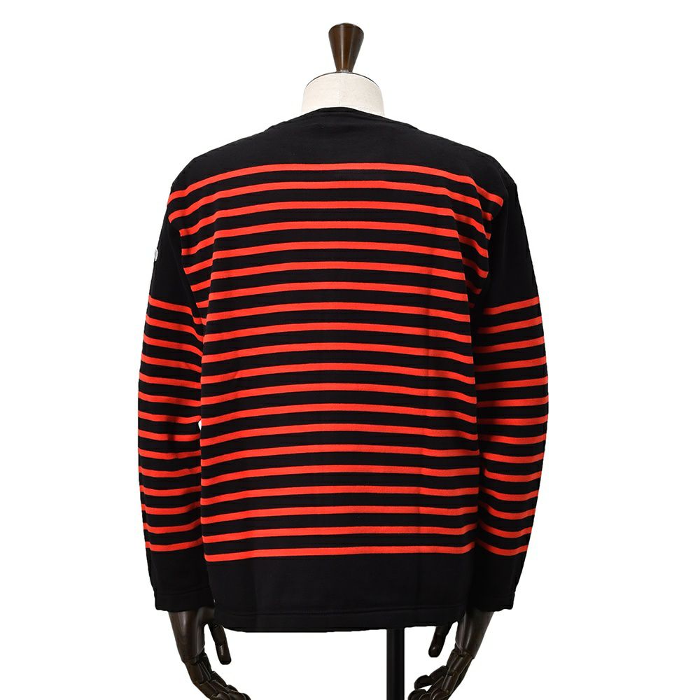 カネルKANELLバスクシャツメンズ長袖ニットソーボナパルトBONAPARTEクルーネック仕様ブラック×レッドボーダー柄オーガニックコットンヴィンテージリブ国内正規品でらでら公式ブランド